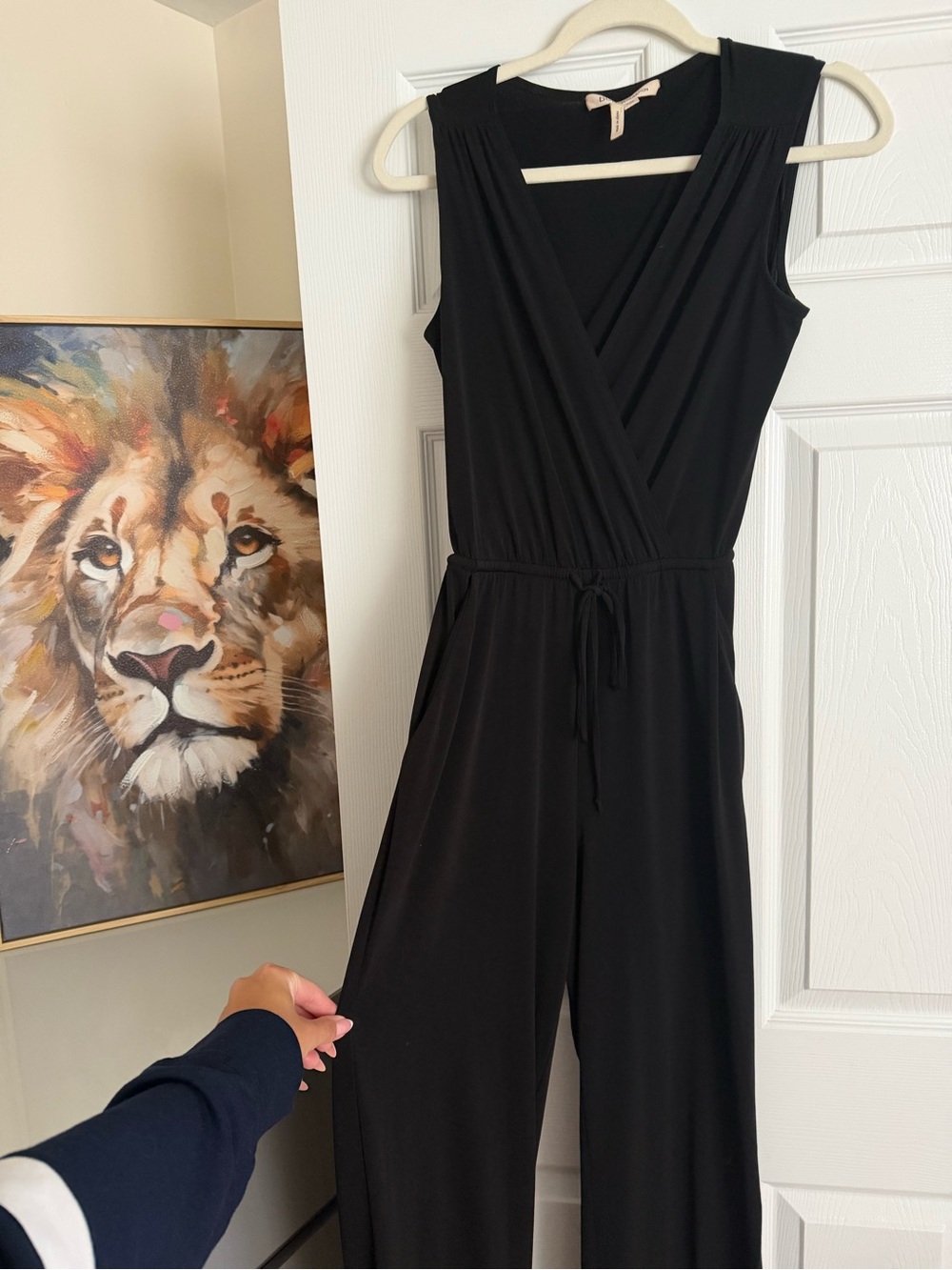 BCBGeneration Black Sleeveless Wrap-Front Jumpsuit